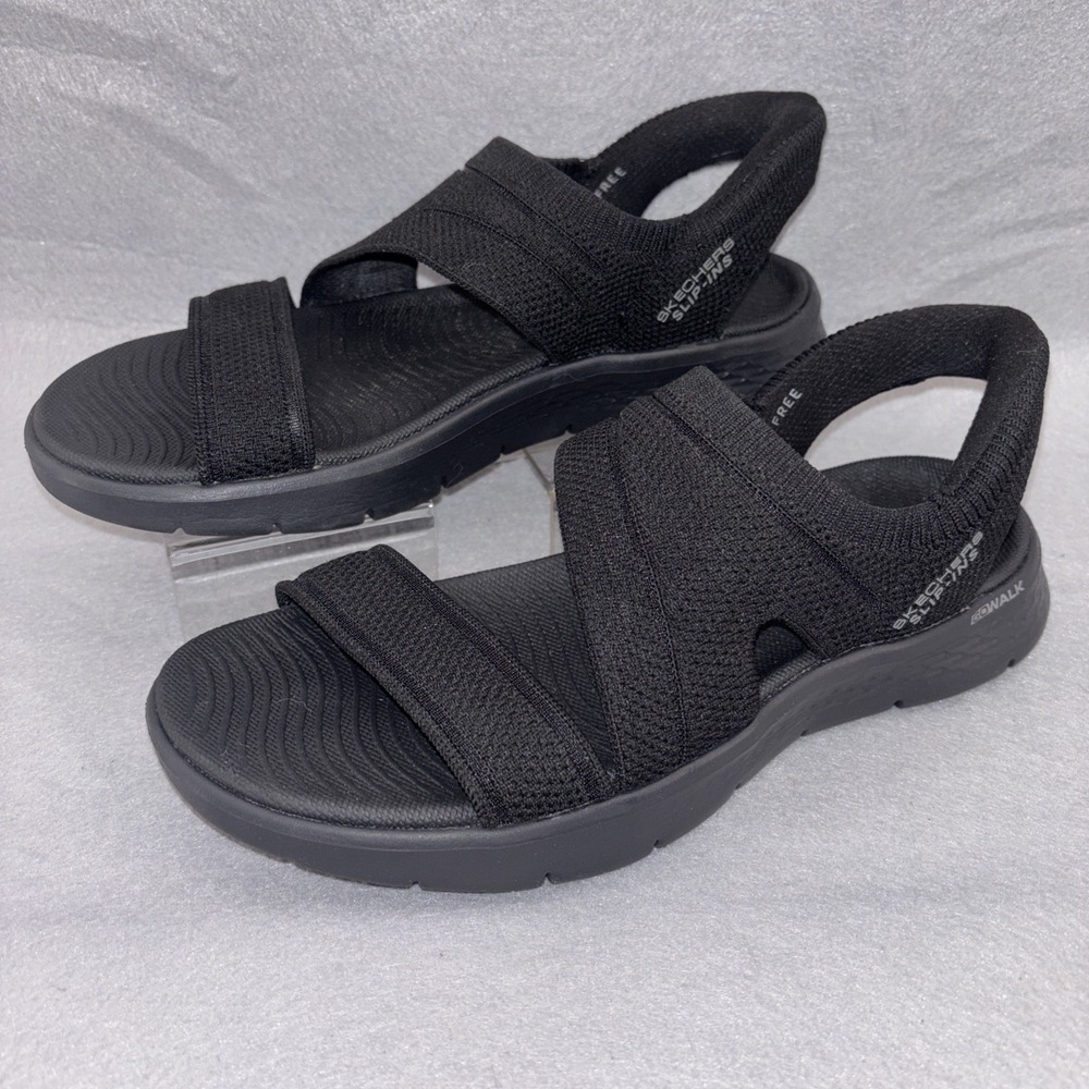 Skechers Slip-Ins Go Walk Flex Walking Sandals Black Women's Size: 8